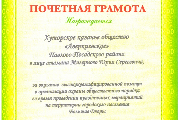 Муниципальная власть оценила работу казаков