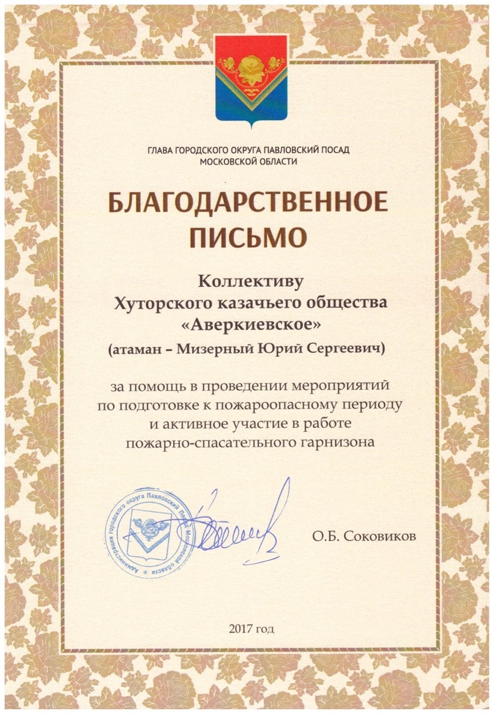 Подмосковные казаки получили благодарность